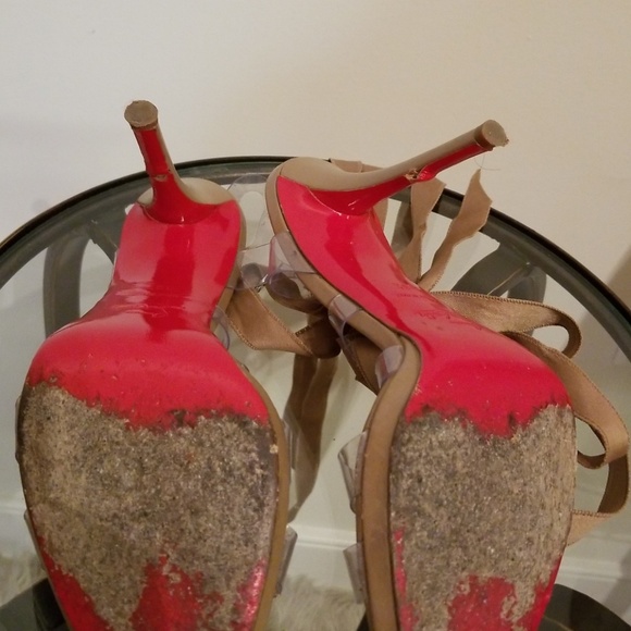 Louboutin Nymphette beige heels sz 39.5, 120m - Picture 7 of 8